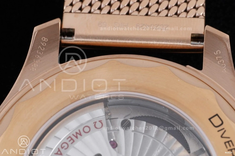 300M A8806 1:1 VSF on Diver Bracelet Gold Mesh Edition Seamaster Dial Best Rose Black 1224